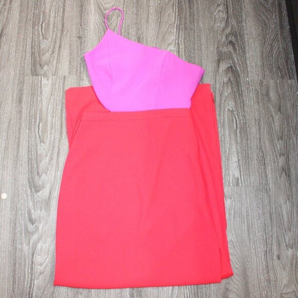 AIDAN MATTOX Colorblock one shoulder dress - Picture 6 of 8
